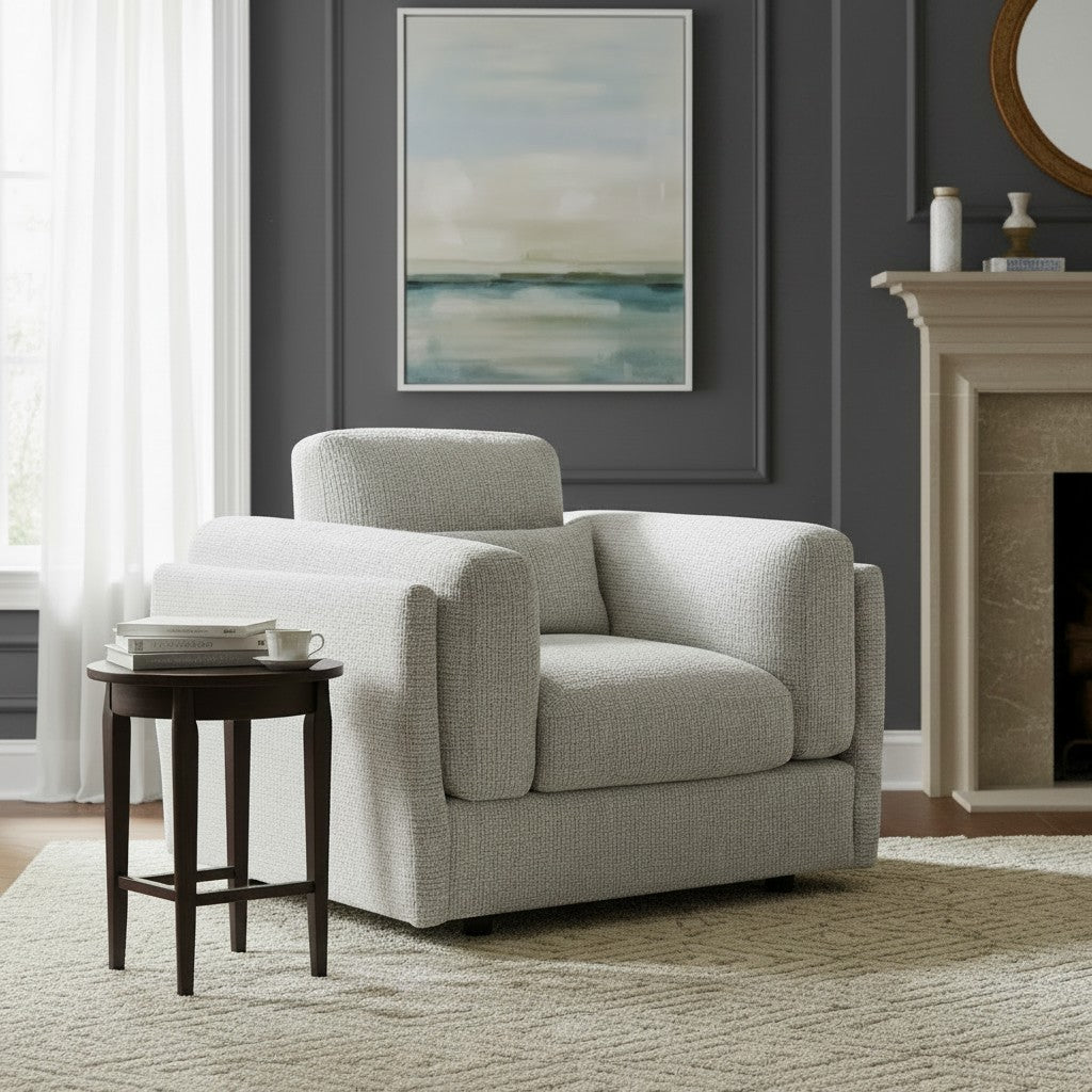 Bari Beige Cream Fabric Armchair