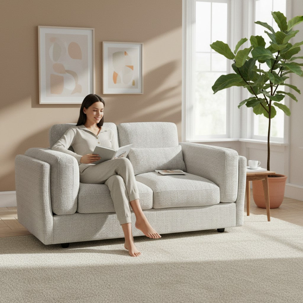 Bari Beige Cream Fabric 2 Seater Sofa