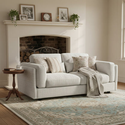 Bari Beige Cream Fabric 3 Seater Sofa