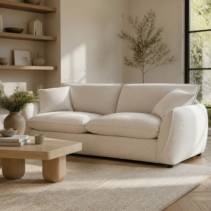 Berlin Beige Fabric 3 Seater Sofa