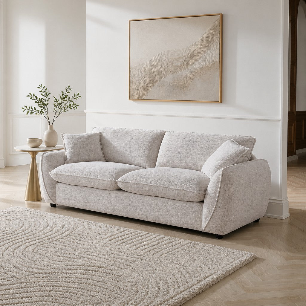 Berlin Beige Fabric 3 Seater Sofa