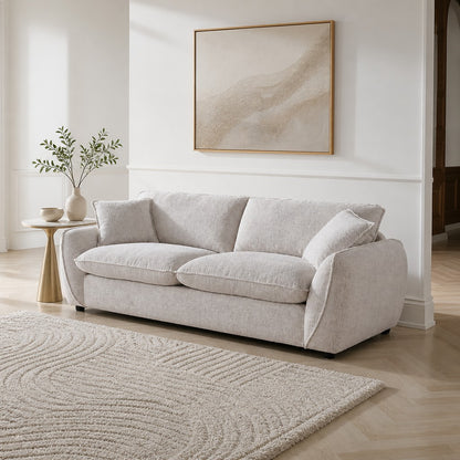 Berlin Beige Fabric 3 Seater Sofa