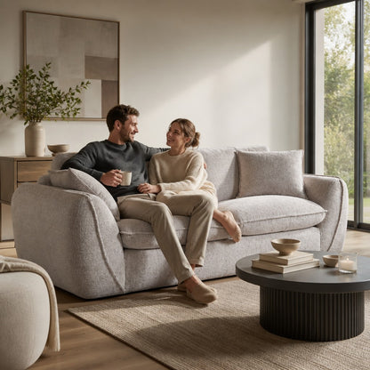 Berlin Beige Fabric 3 Seater Sofa