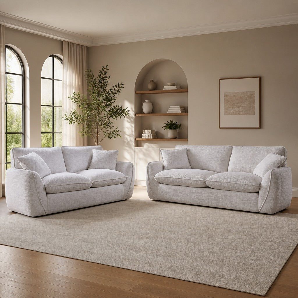 Berlin Beige Fabric 3+2 Sofa Suite