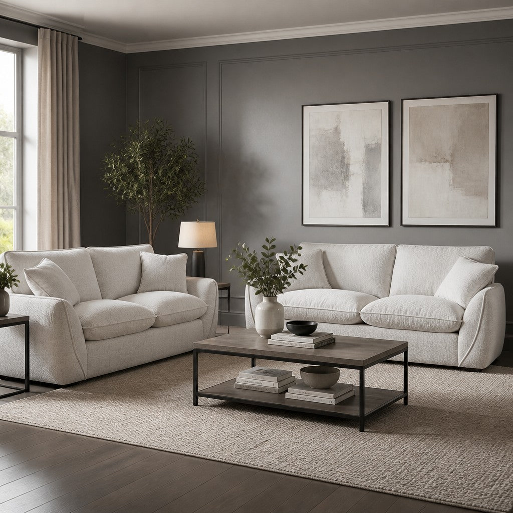 Berlin Beige Fabric 3+2 Sofa Suite