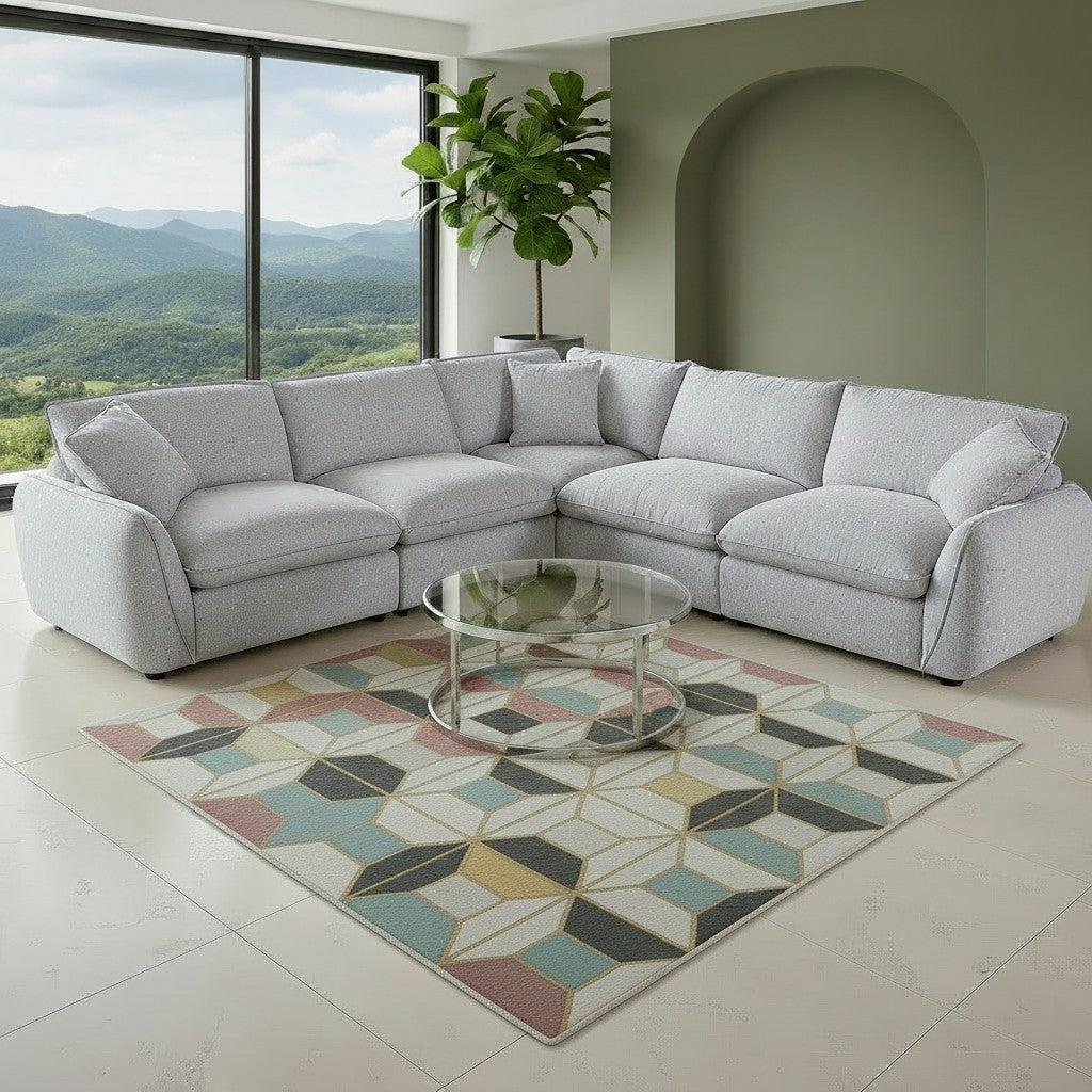 Berlin Beige Fabric L-Shape Large Corner Sofa
