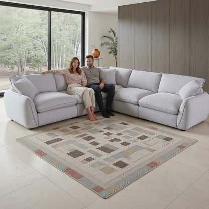 Berlin Beige Fabric L-Shape Large Corner Sofa