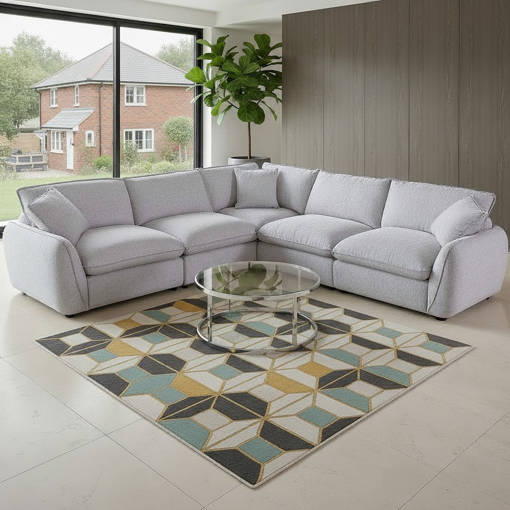 Berlin Beige Fabric L-Shape Large Corner Sofa