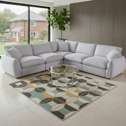 Berlin Beige Fabric L-Shape Large Corner Sofa