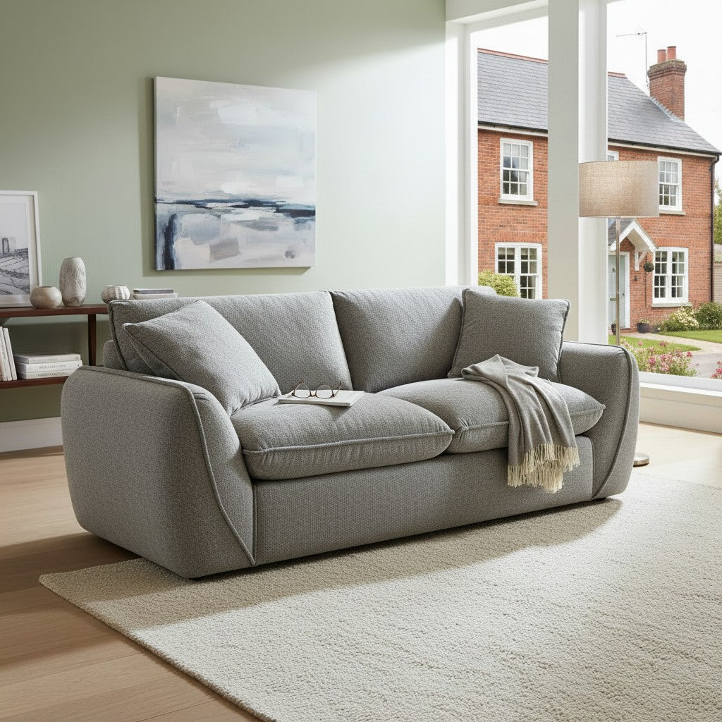 Berlin Grey Fabric 2 Seater Sofa