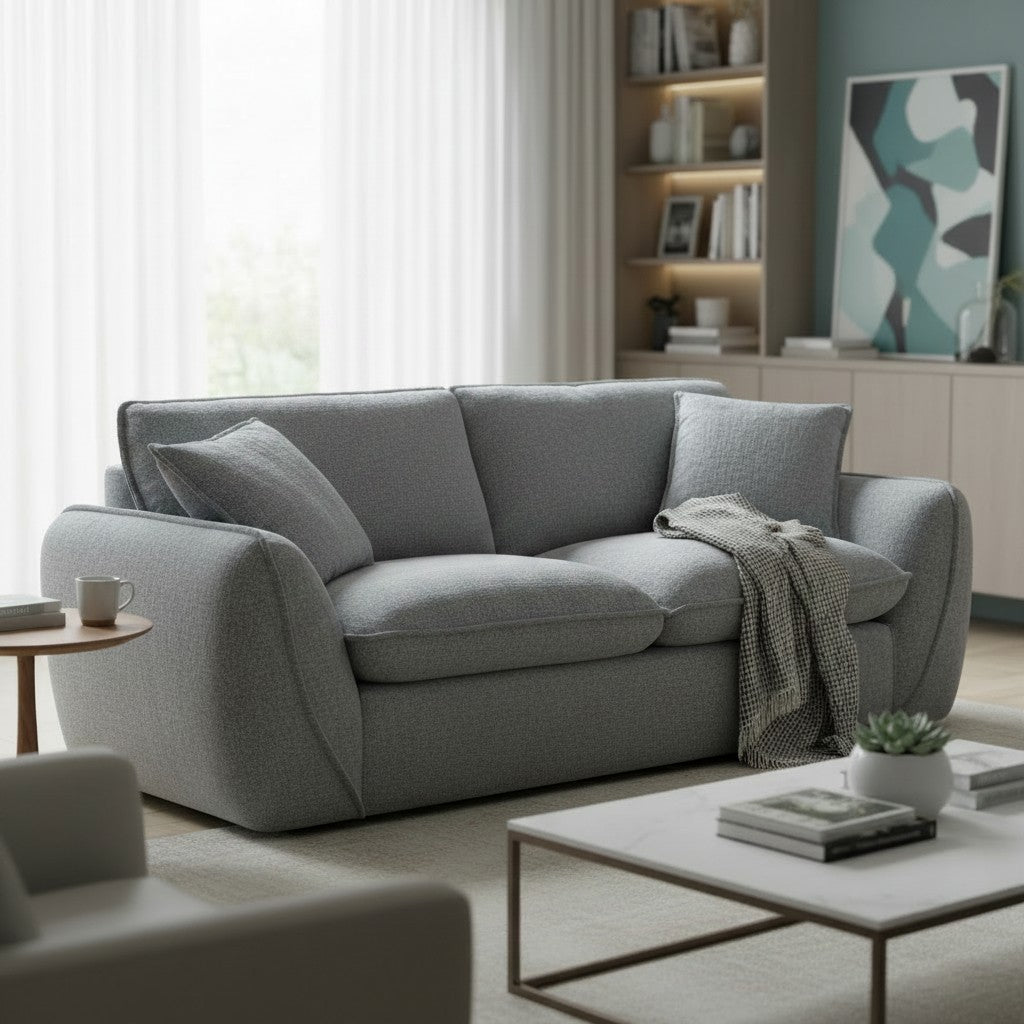 Berlin Grey Fabric 3 Seater Sofa