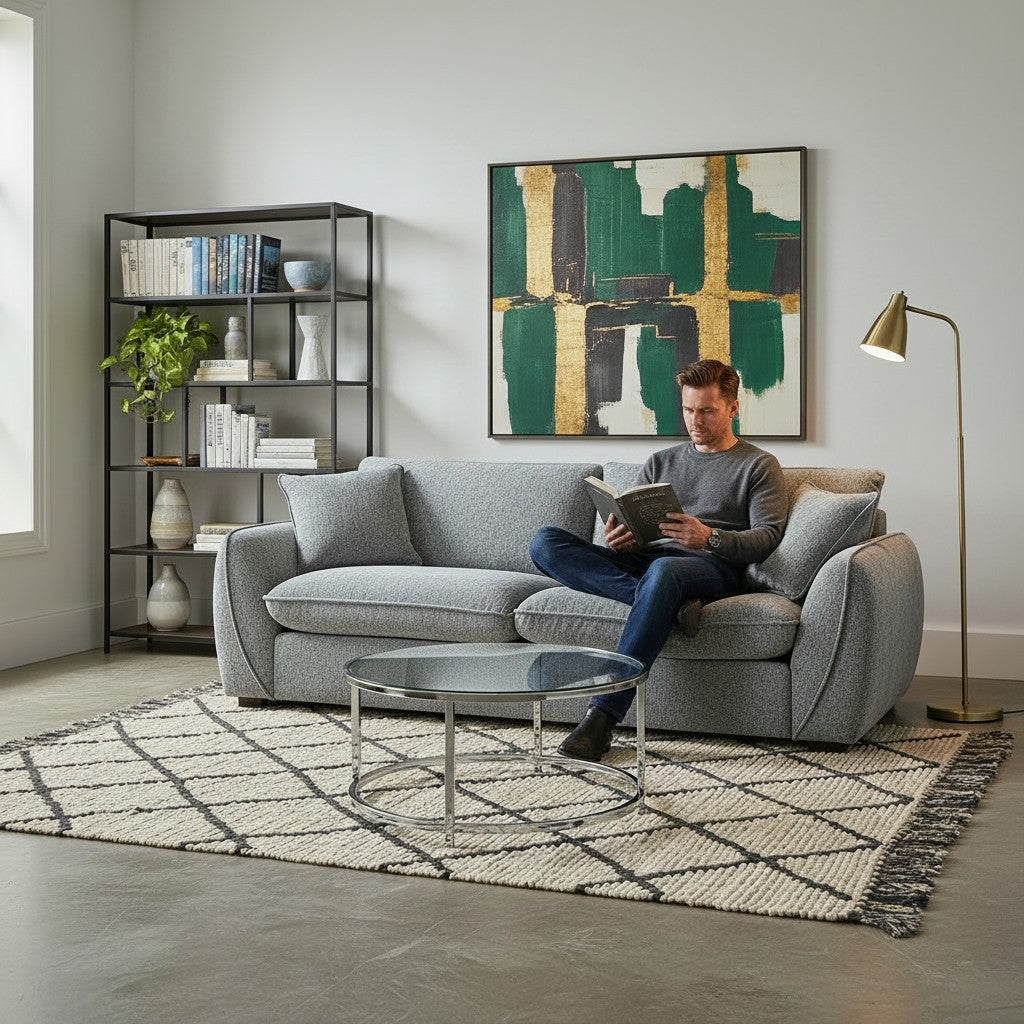 Berlin Grey Fabric 3 Seater Sofa