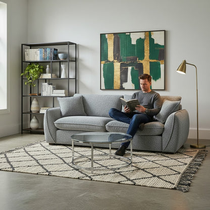 Berlin Grey Fabric 3 Seater Sofa