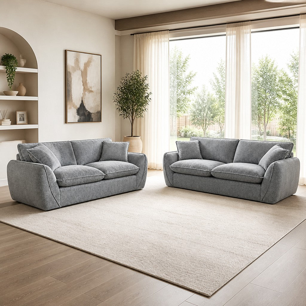 Berlin Grey Fabric 3+2 Sofa Suite