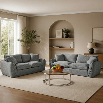 Berlin Grey Fabric 3+2 Sofa Suite