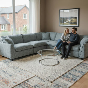 Berlin Grey Fabric L-Shape Large Corner Sofa