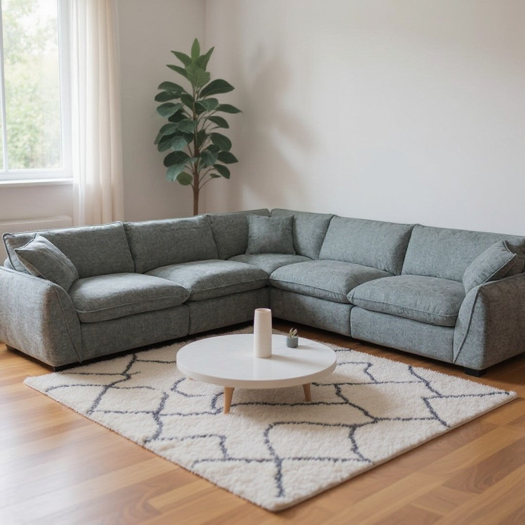 Berlin Grey Fabric L-Shape Large Corner Sofa