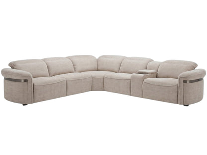Bicester Electric Recliner Beige Fabric Large Corner Sofa
