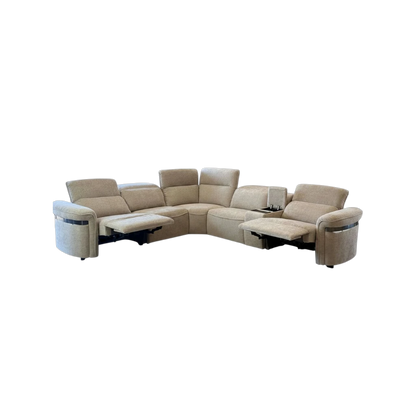 Bicester Electric Recliner Beige Fabric Large Corner Sofa