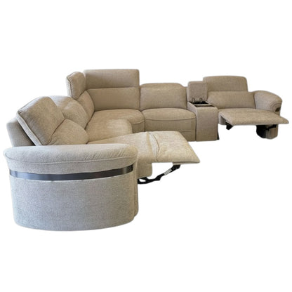 Bicester Electric Recliner Beige Fabric Large Corner Sofa