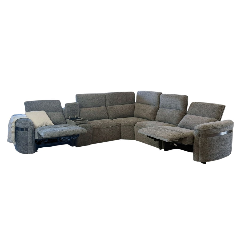 Bicester Electric Recliner Grey Fabric Large Corner Sofa