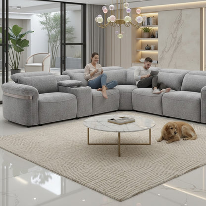 Bicester Electric Recliner Grey Fabric Large Corner Sofa