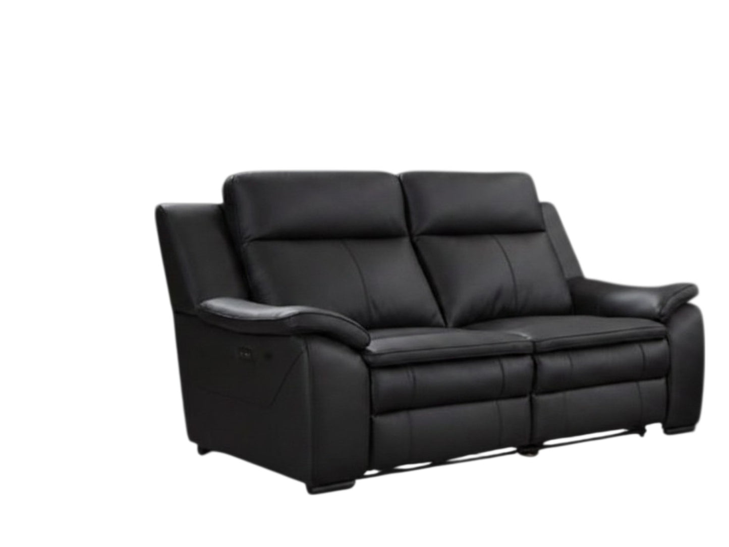 Boston Electric Recliner Black Genuine Leather 2 Seater Sofa