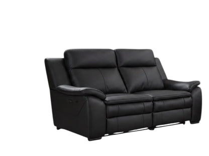 Boston Electric Recliner Black Genuine Leather 2 Seater Sofa