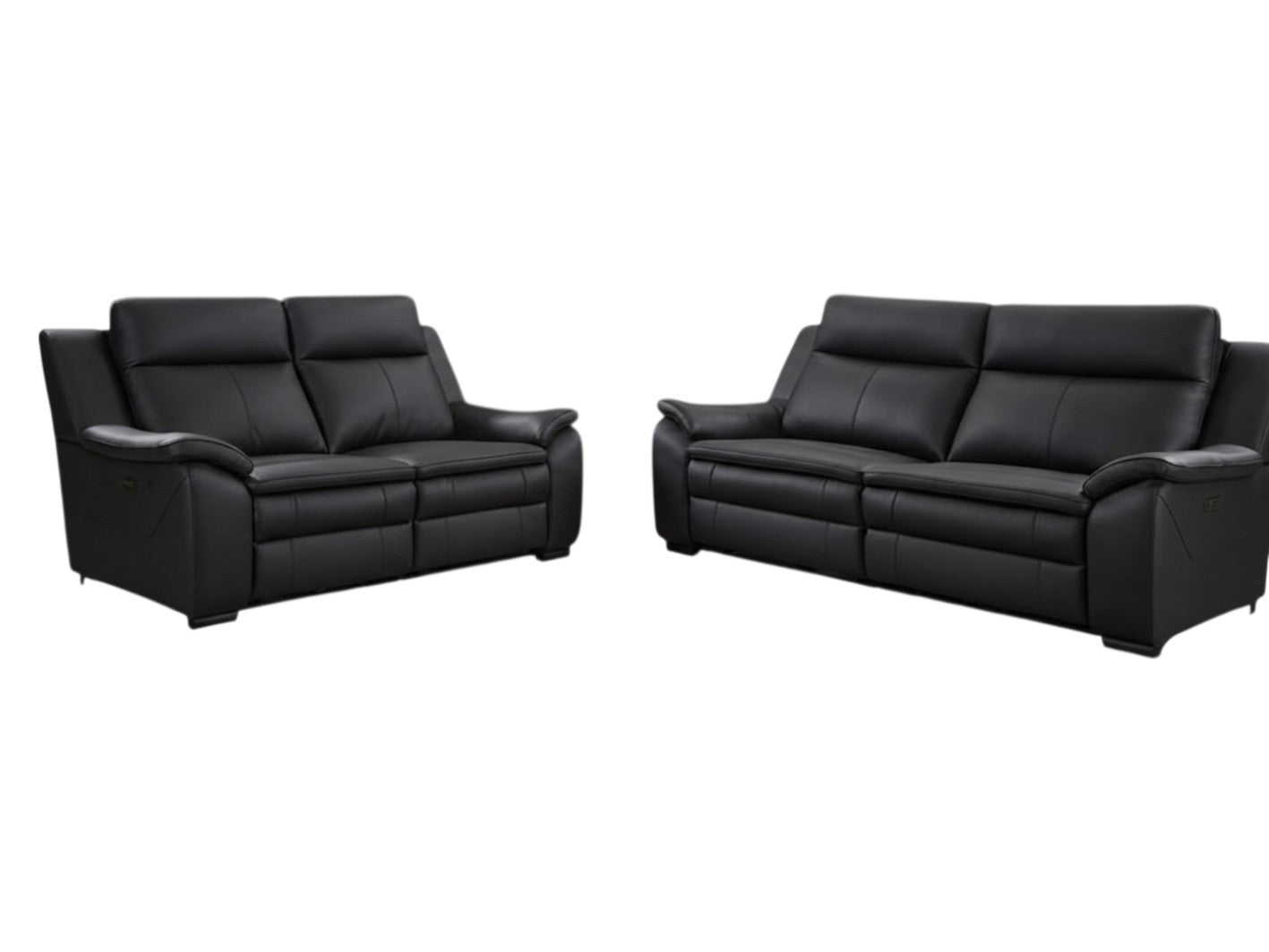 Boston Electric Recliner Black Genuine Leather 3+2 Sofa Suite
