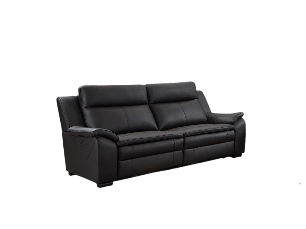 Boston Electric Recliner Black Genuine Leather 3 Seater Sofa