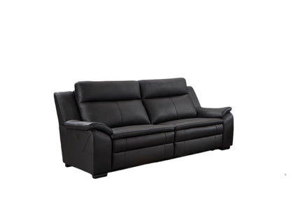 Boston Electric Recliner Black Genuine Leather 3 Seater Sofa