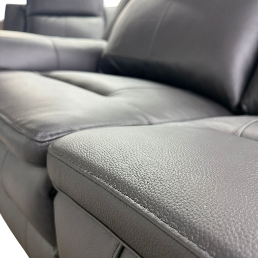 Boston Electric Recliner Black Genuine Leather 2 Seater Sofa
