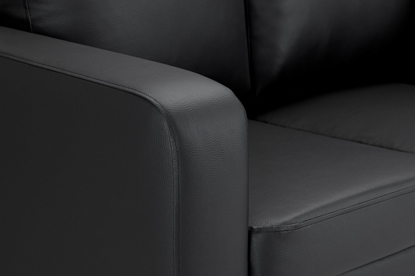 Box Black Leather 2 Seater Sofa