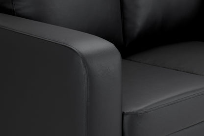 Box Black Leather 2 Seater Sofa