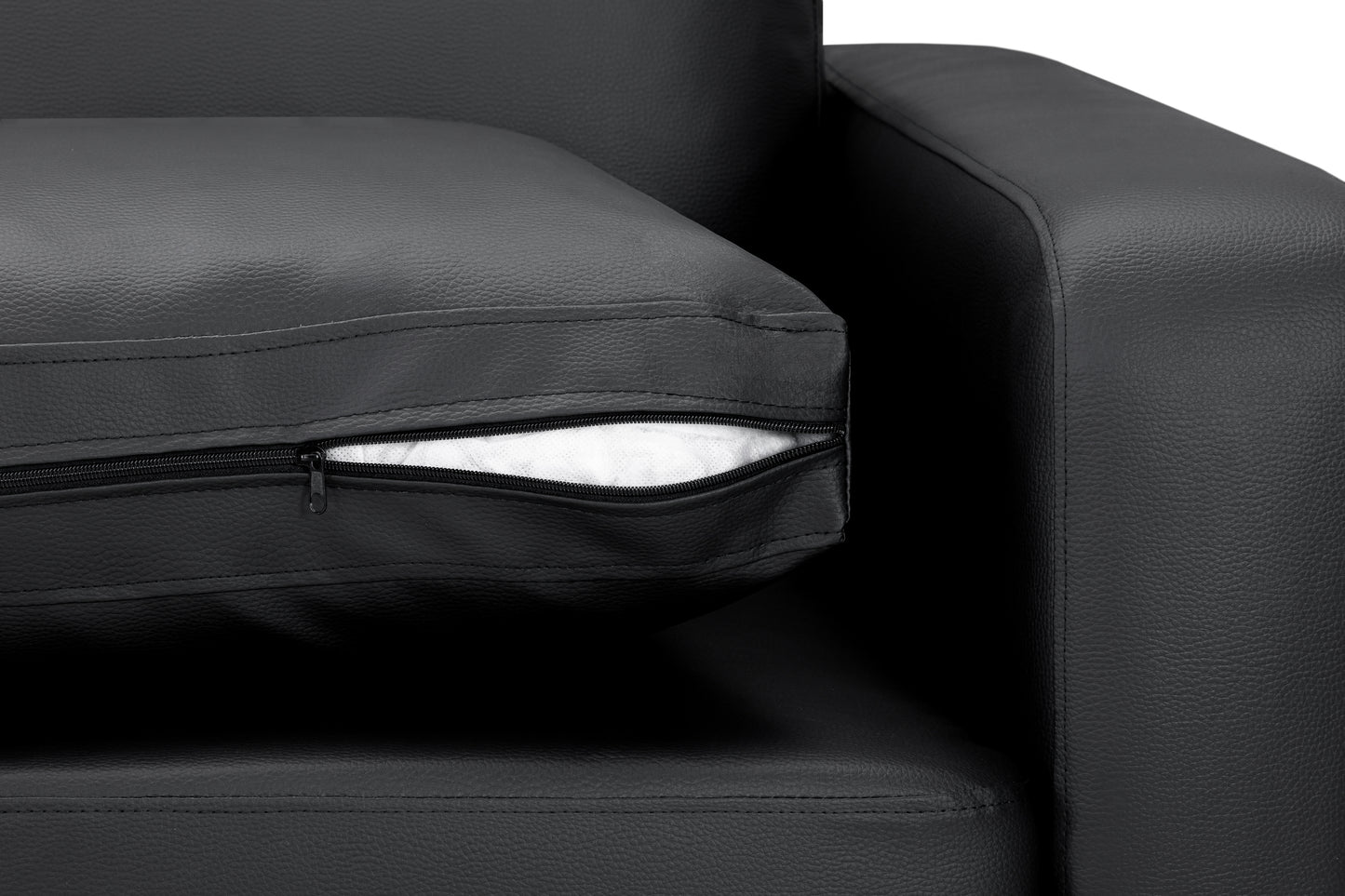 Box Black Leather 2 Seater Sofa