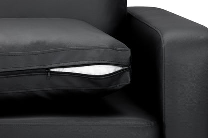 Box Black Leather 2 Seater Sofa