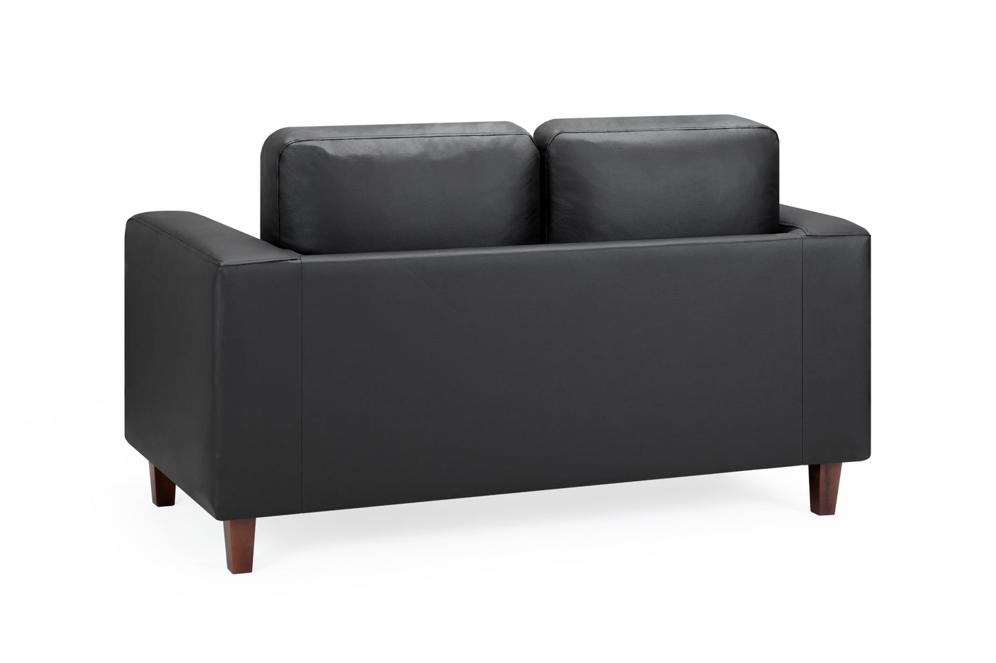 Box Black Leather 2 Seater Sofa