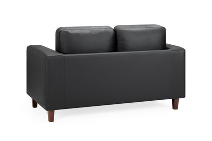 Box Black Leather 2 Seater Sofa