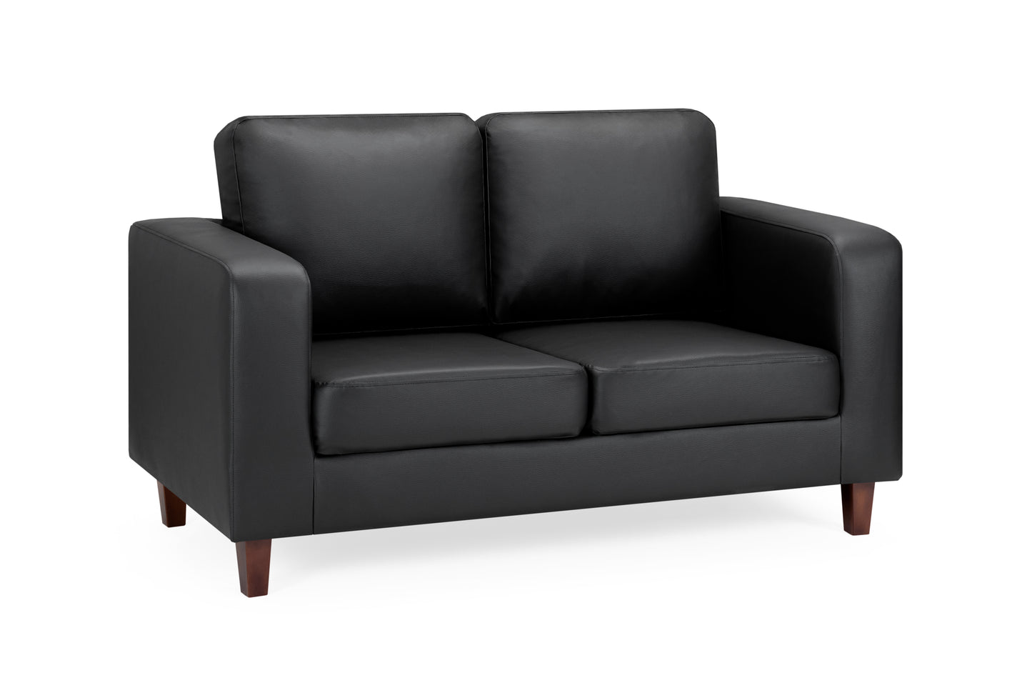 Box Black Leather 2 Seater Sofa