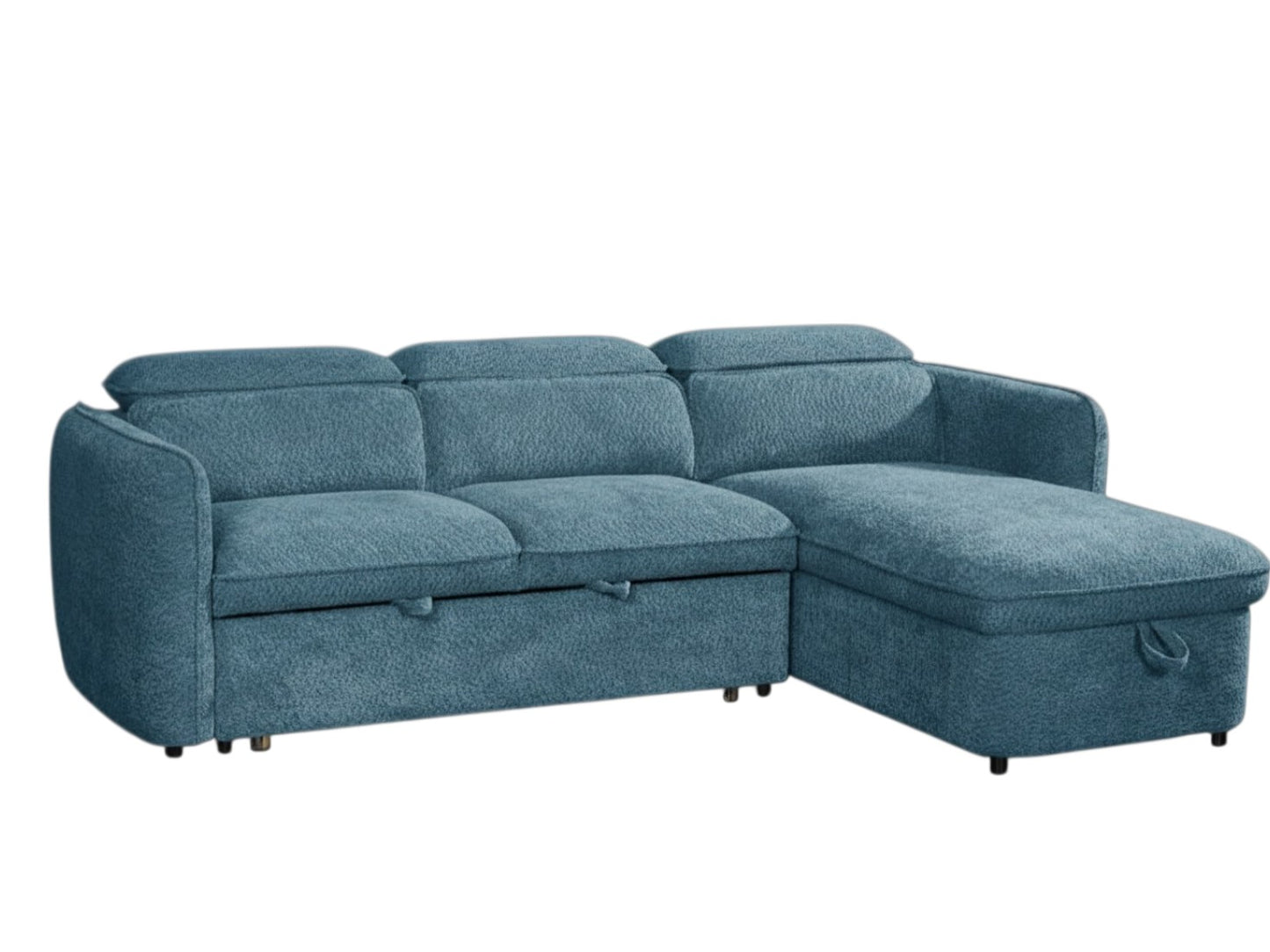 Capri Sofabed Blue Fabric Universal Storage Corner Sofa