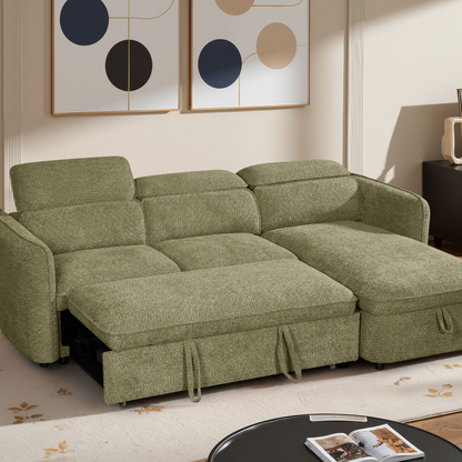 Capri Sofabed Green Fabric Universal Storage Corner Sofa
