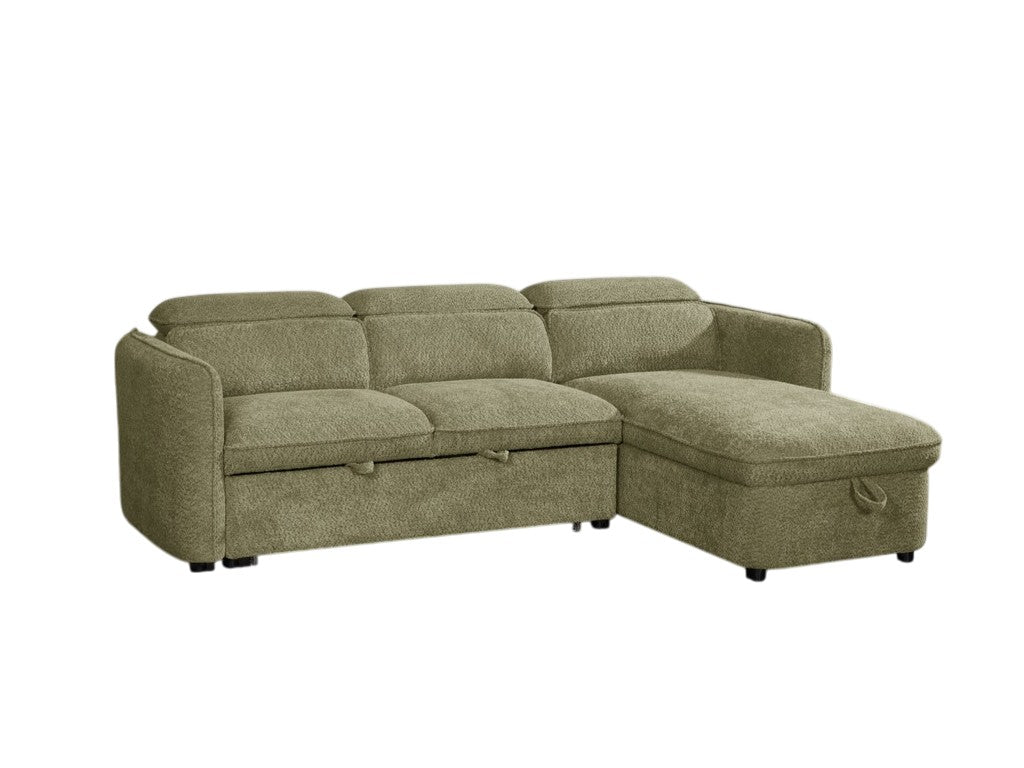 Capri Sofabed Green Fabric Universal Storage Corner Sofa