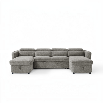 Capri Sofabed Grey Fabric U Shape Storage Corner Sofa