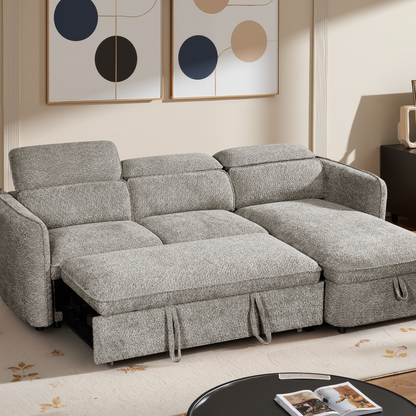 Capri Sofabed Grey Fabric Universal Storage Corner Sofa