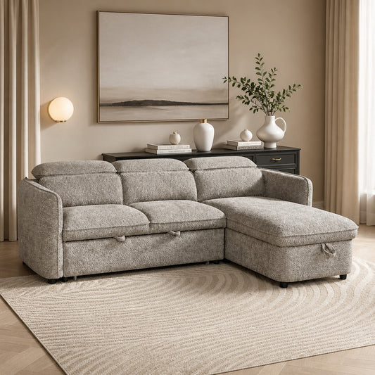 Capri Sofabed Grey Fabric Universal Storage Corner Sofa