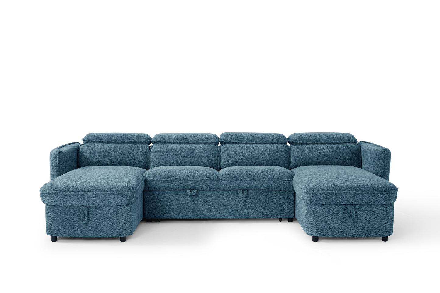 Capri Sofabed Blue Fabric U Shape Storage Corner Sofa