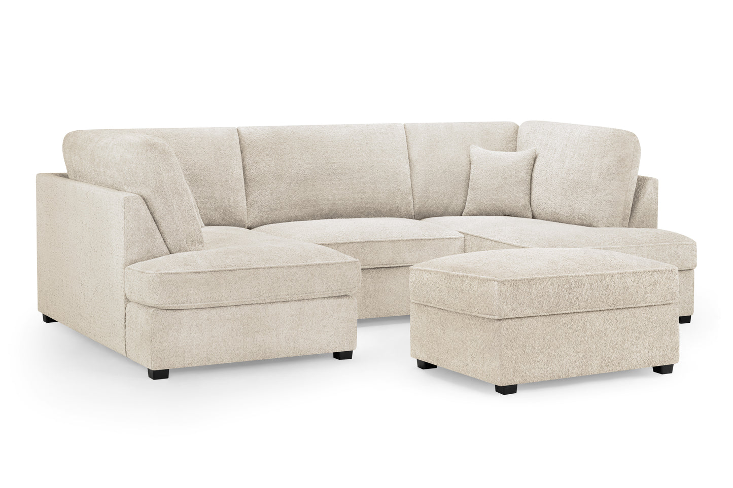 Carnaby Beige Cream Boucle Fabric U Shape Corner Sofa