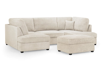 Carnaby Beige Cream Boucle Fabric U Shape Corner Sofa