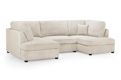 Carnaby Beige Cream Boucle Fabric U Shape Corner Sofa