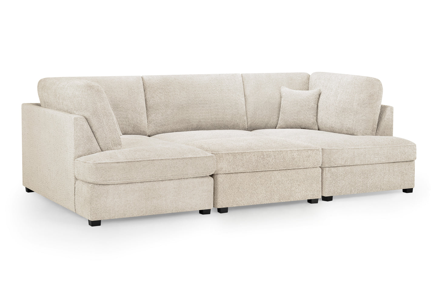Carnaby Beige Cream Boucle Fabric U Shape Corner Sofa